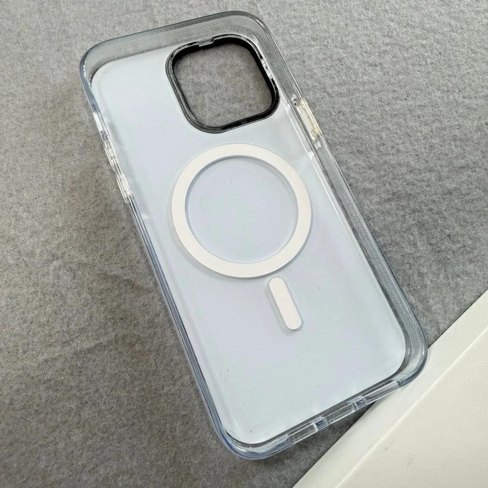 Casetify iPhone 14 Pro Max Case Baby Blue Checkered MagSafe Clear